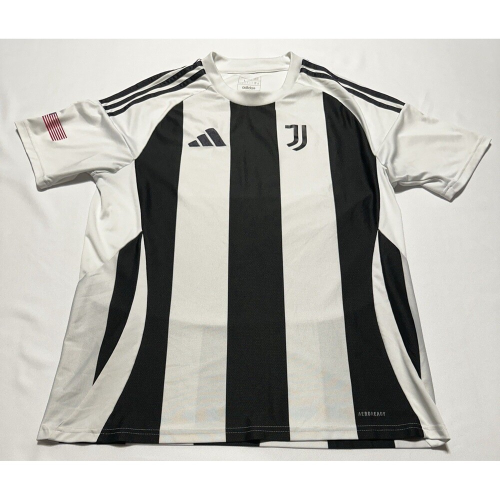 Adidas Juventus Soccer Jersey IW2143 Mens Large Striped USA Flag *READ FLAW**